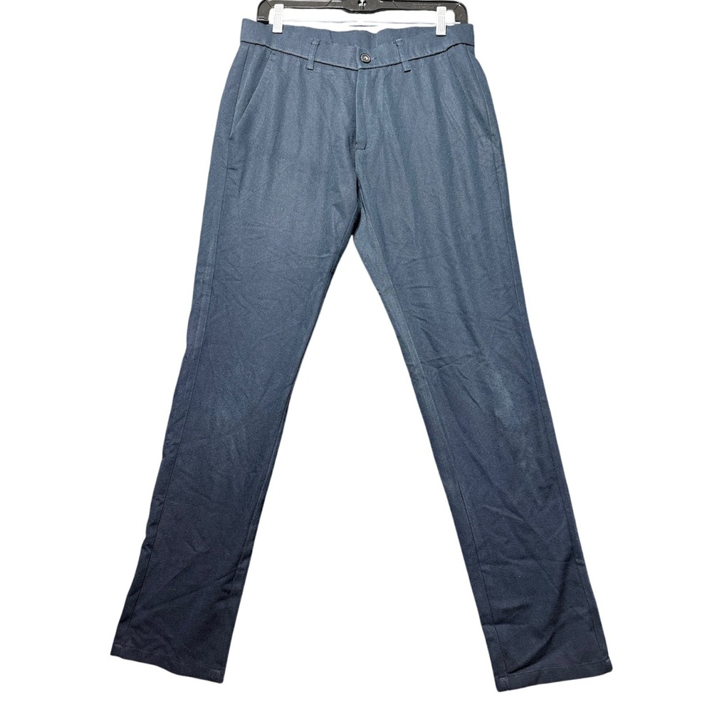 Plaid&Plain Slim Fit Pants Mens 30 Navy Blue Chino Trousers 8101#